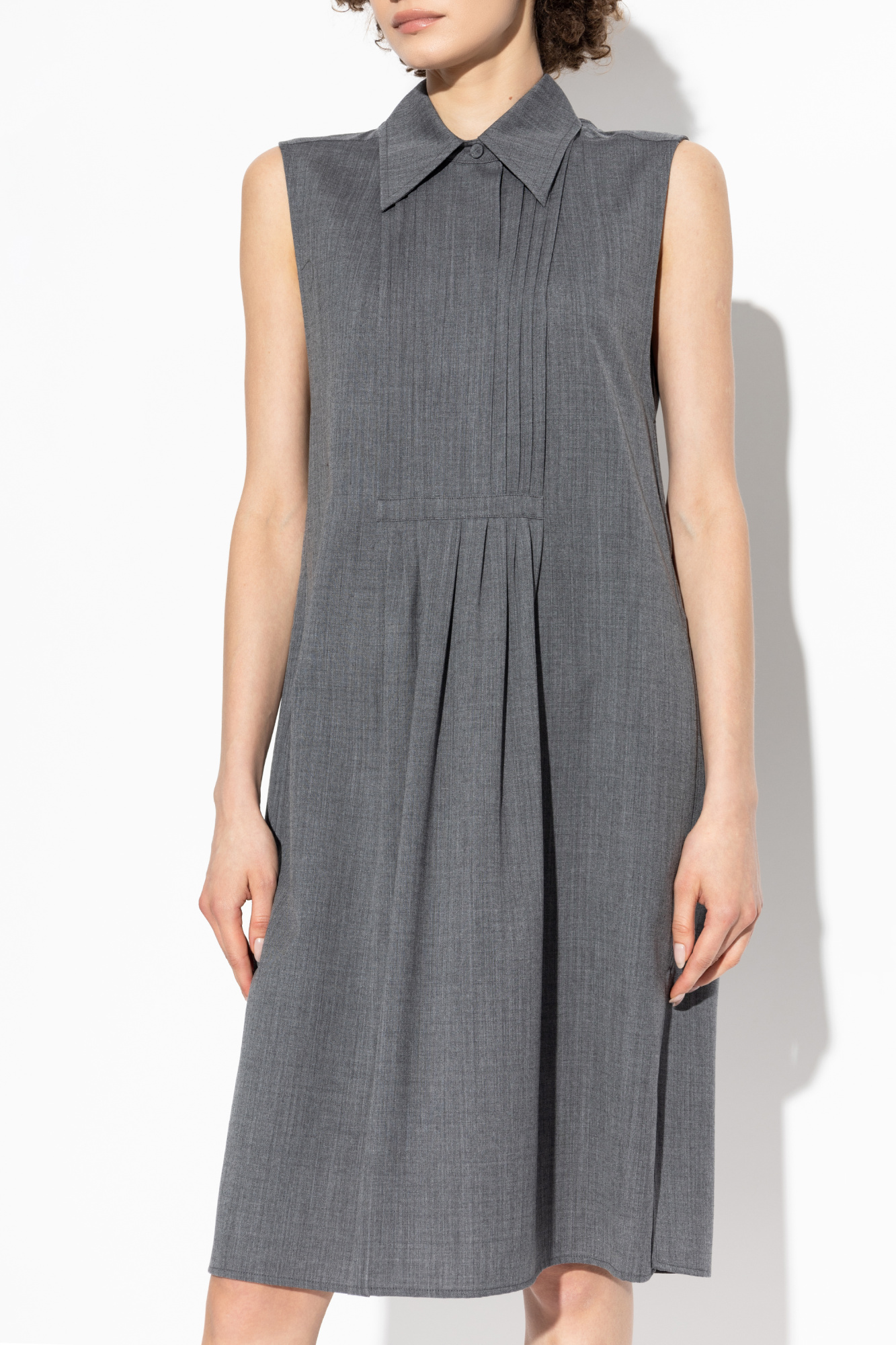【関税&送料込】Jil Sander Gray Dress In Wool With Crossover SchaferandweinerShops KR - Grey Wool Dress JIL SANDER - Jil